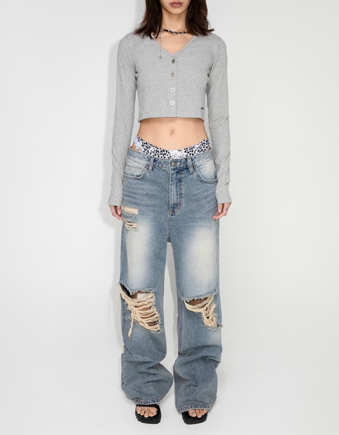 yeel 워싱 디스트로이드 데님 팬츠 상품이미지1