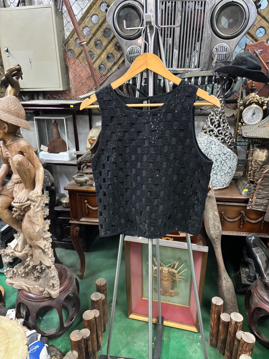 MSGM의 블랙 스팽 슬리브리스 탑 민소매 상품이미지1