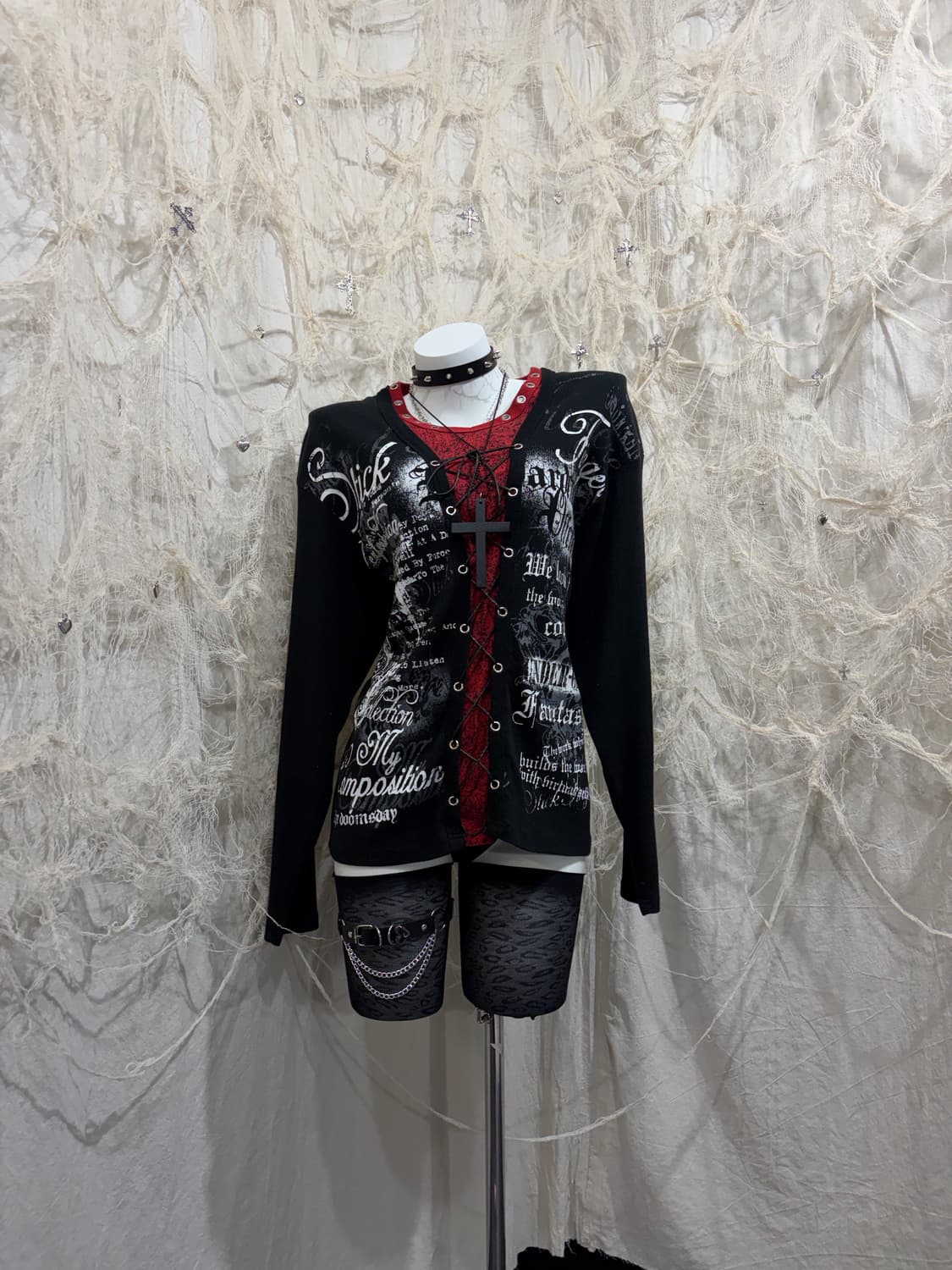 punk eyelet Gothic Layered long sleeve 상품이미지1