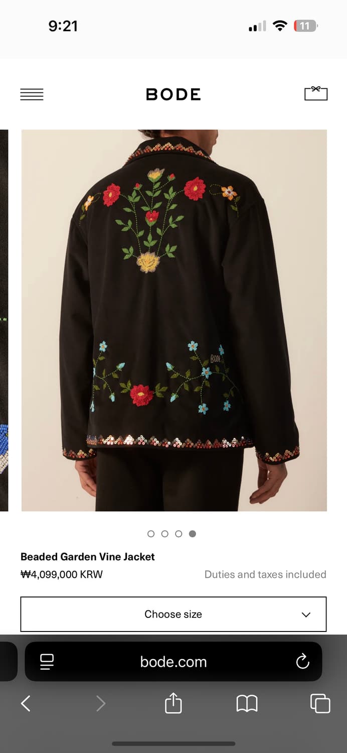 bode 보디 비즈 자수 자켓 beaded garden vine(M/L) 상품이미지3