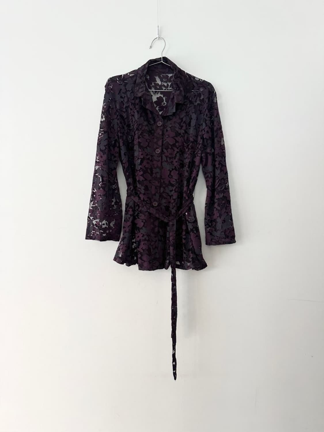 Jacquard string shirt / purple brown 상품이미지4