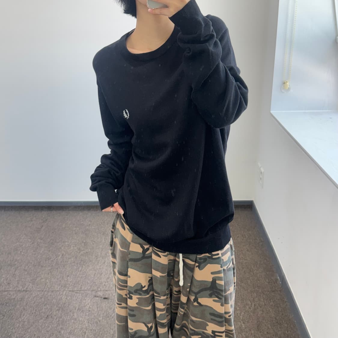 Fred Perry 프레드페리 화이트로고 블랙 니트 상품이미지2