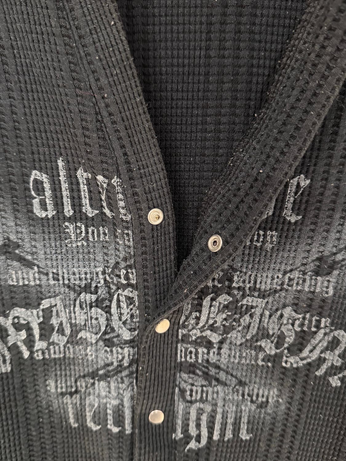 Virgin Voyage 레터링 블랙 와플 롱슬리브  상품이미지3