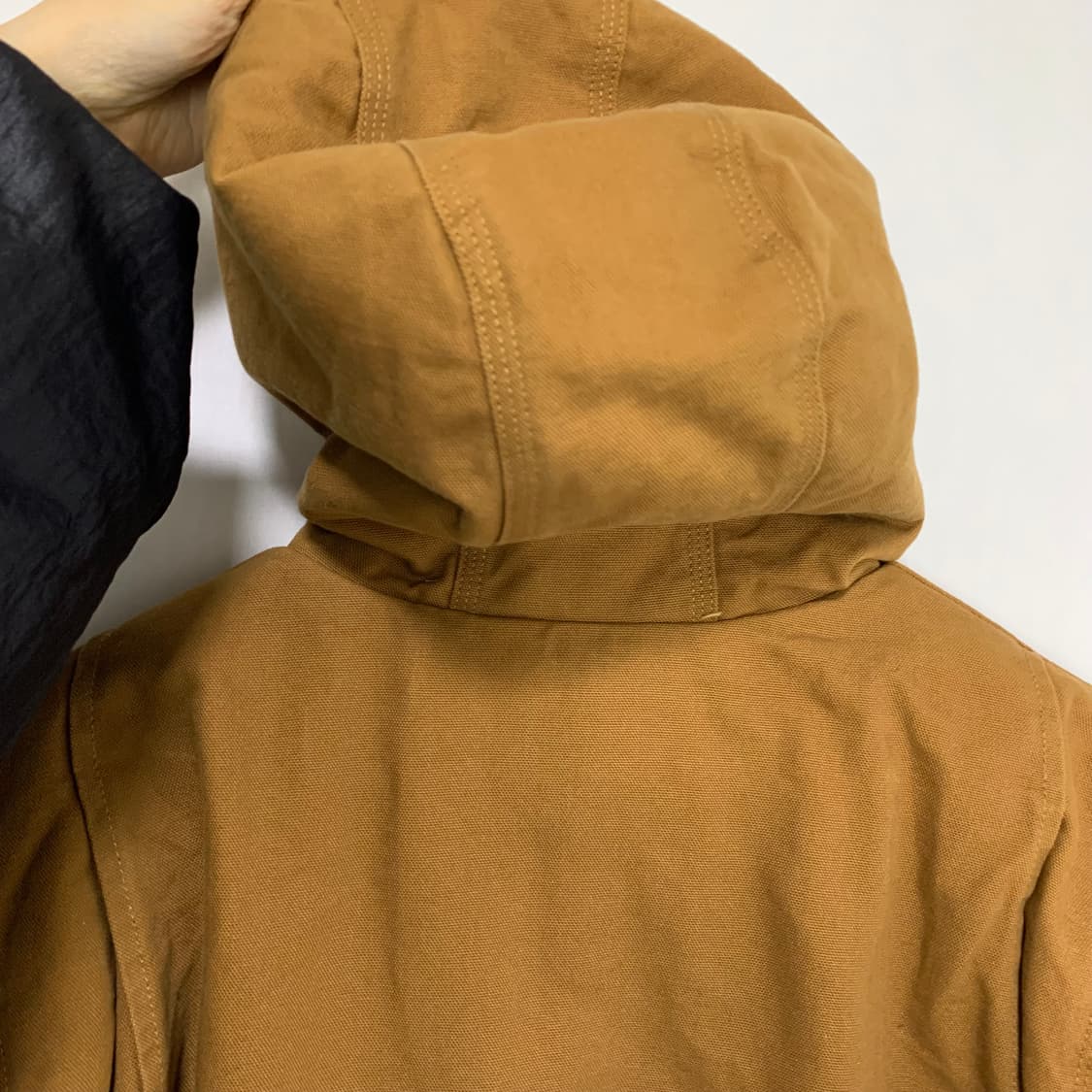 칼하트 빈티지 양털 후드 워크 자켓 카멜 브라운 루즈핏 남녀공용 S 상품이미지9