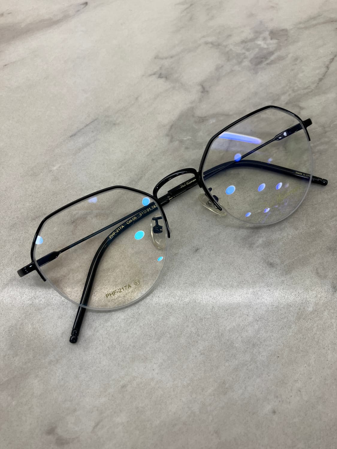 B40 폴 휴먼 Paul hueman 블랙 라운드 반무테 안경 상품이미지1