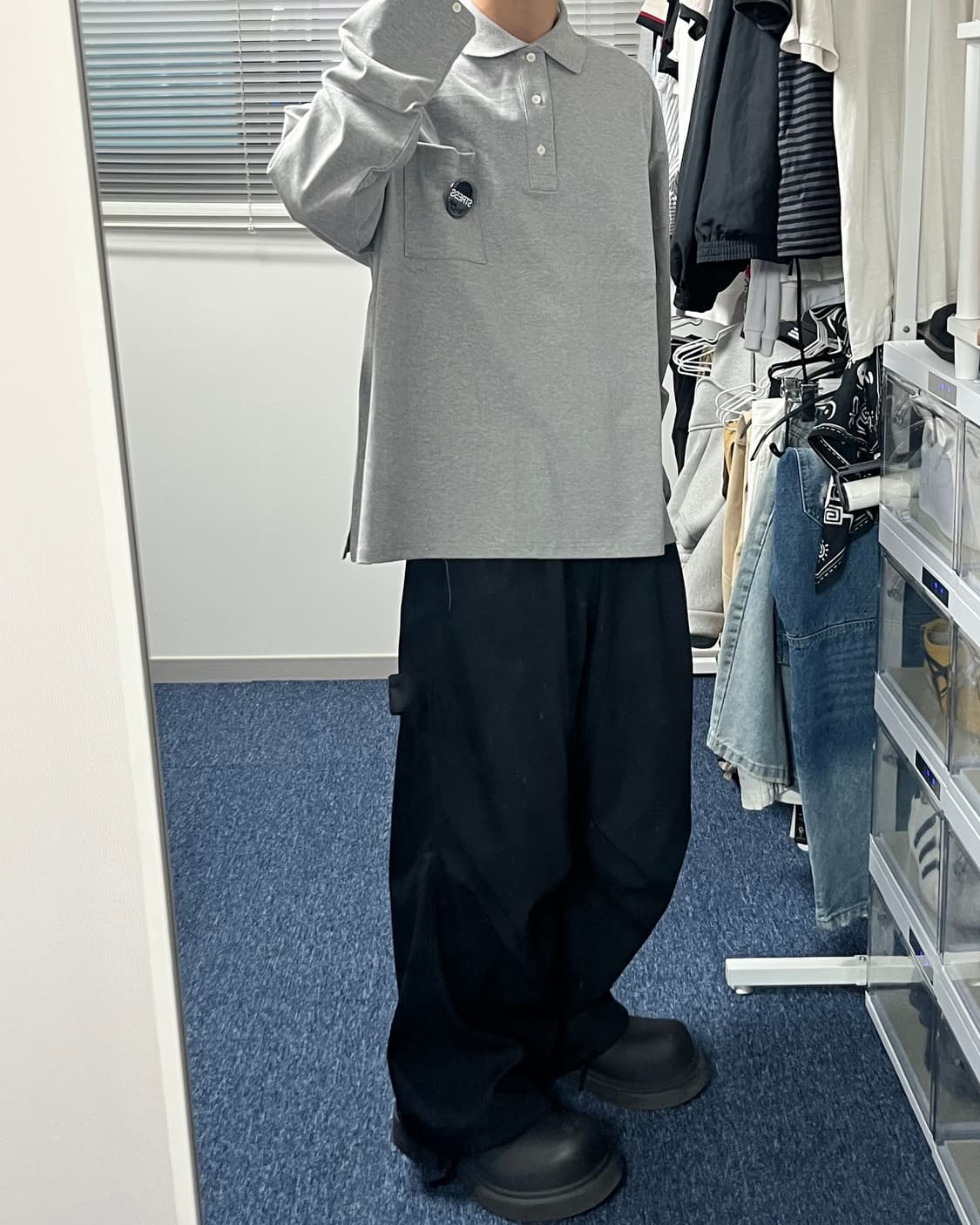 카미엔 x MJD 오버사이즈드 폴로 그레이 상품이미지2