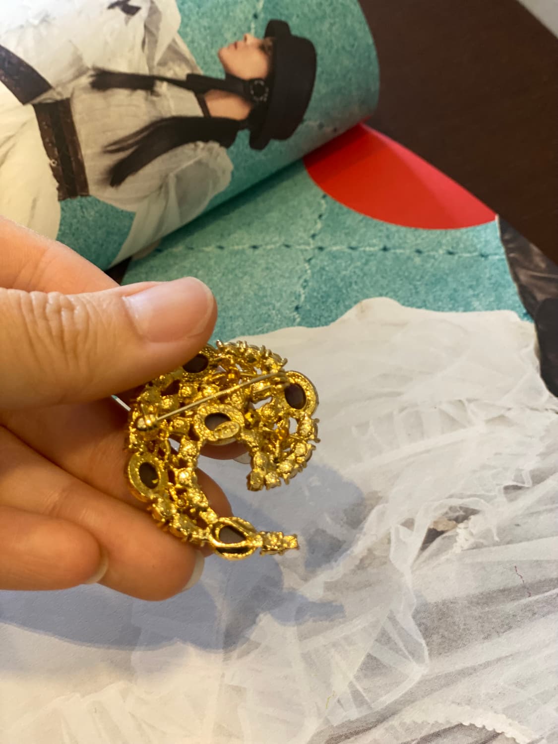 빈티지 퍼플 캣아이 브로치 상품이미지2