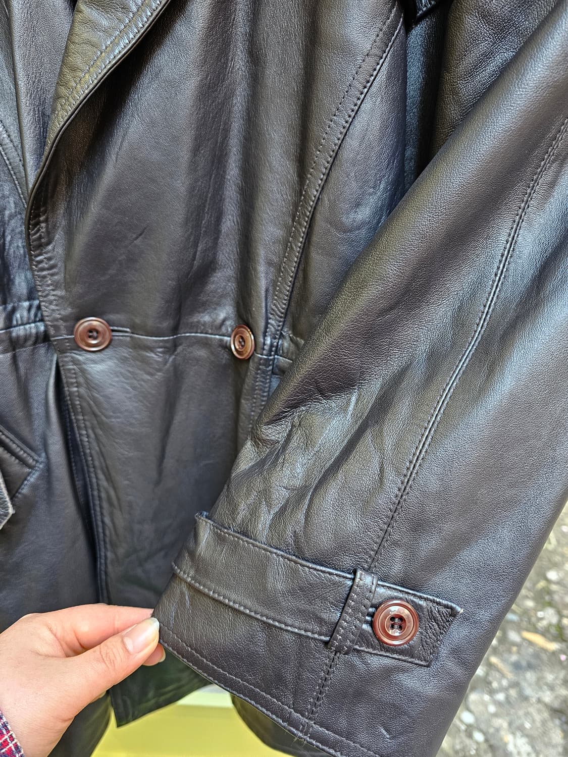 Japan 딥브라운 벨티드 램스킨 자켓 상품이미지5