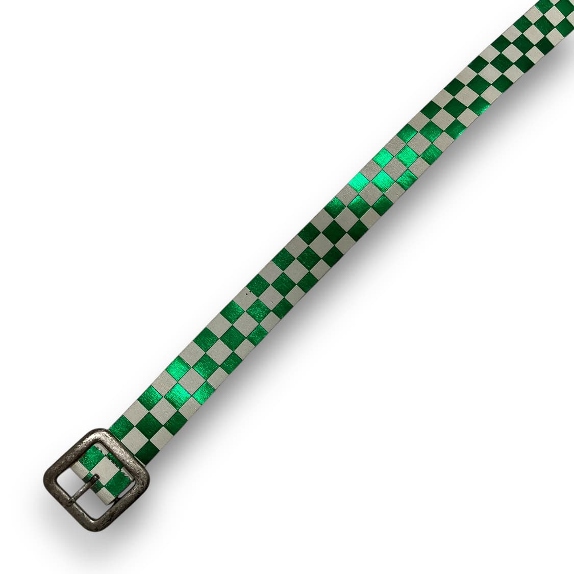 Street Checkerboard Green Leather Belt 상품이미지4