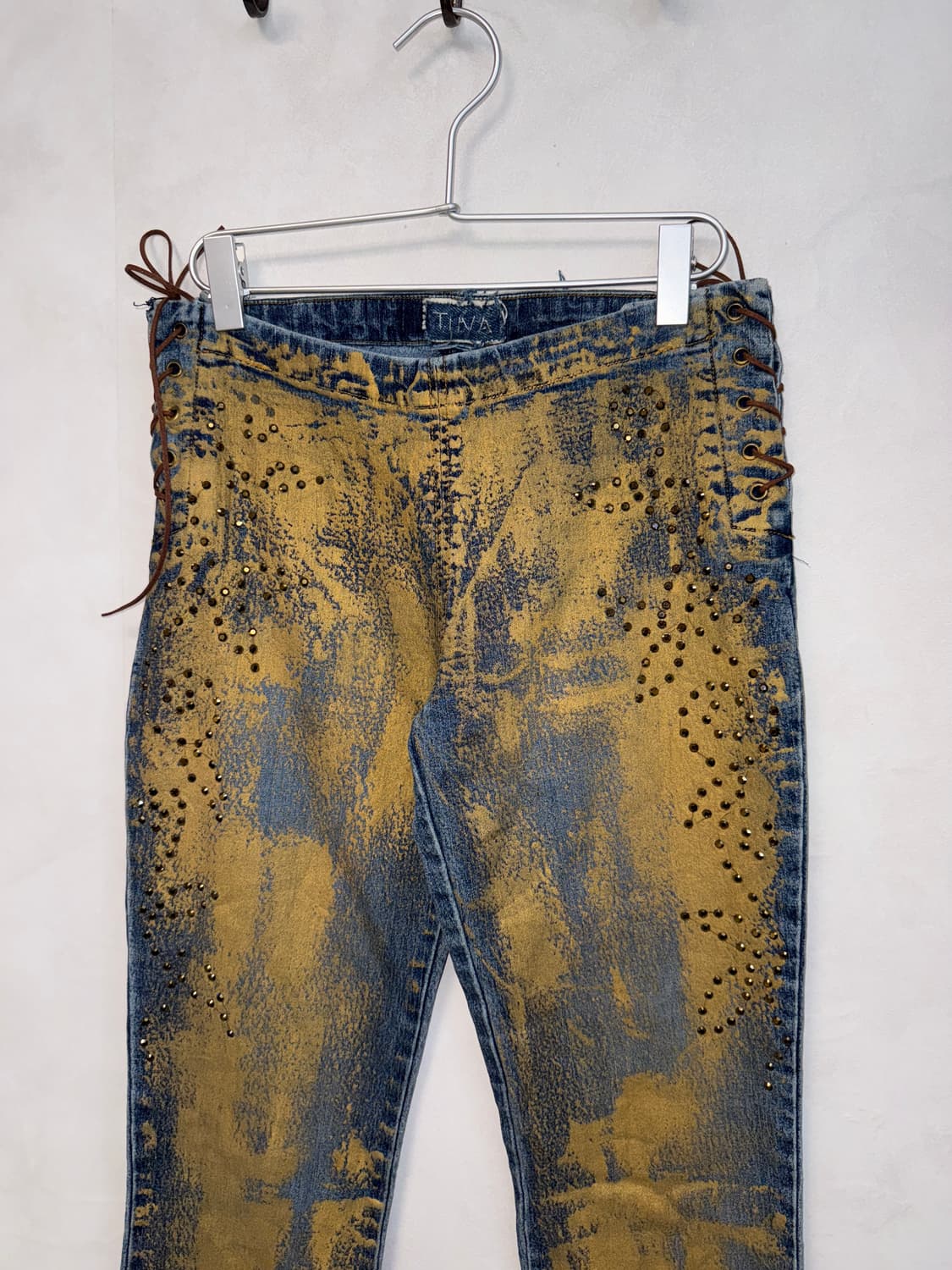 Gold washing denim laceup cubic 부츠컷팬츠 상품이미지2