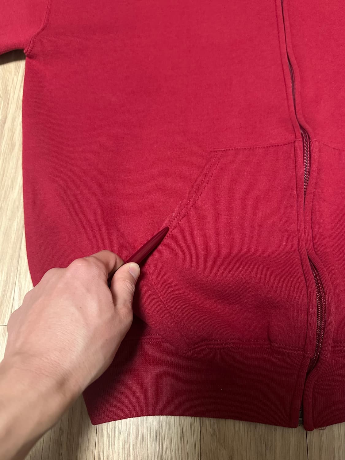 90s 빈티지 러셀 후드집업 레드 XL USA 상품이미지10