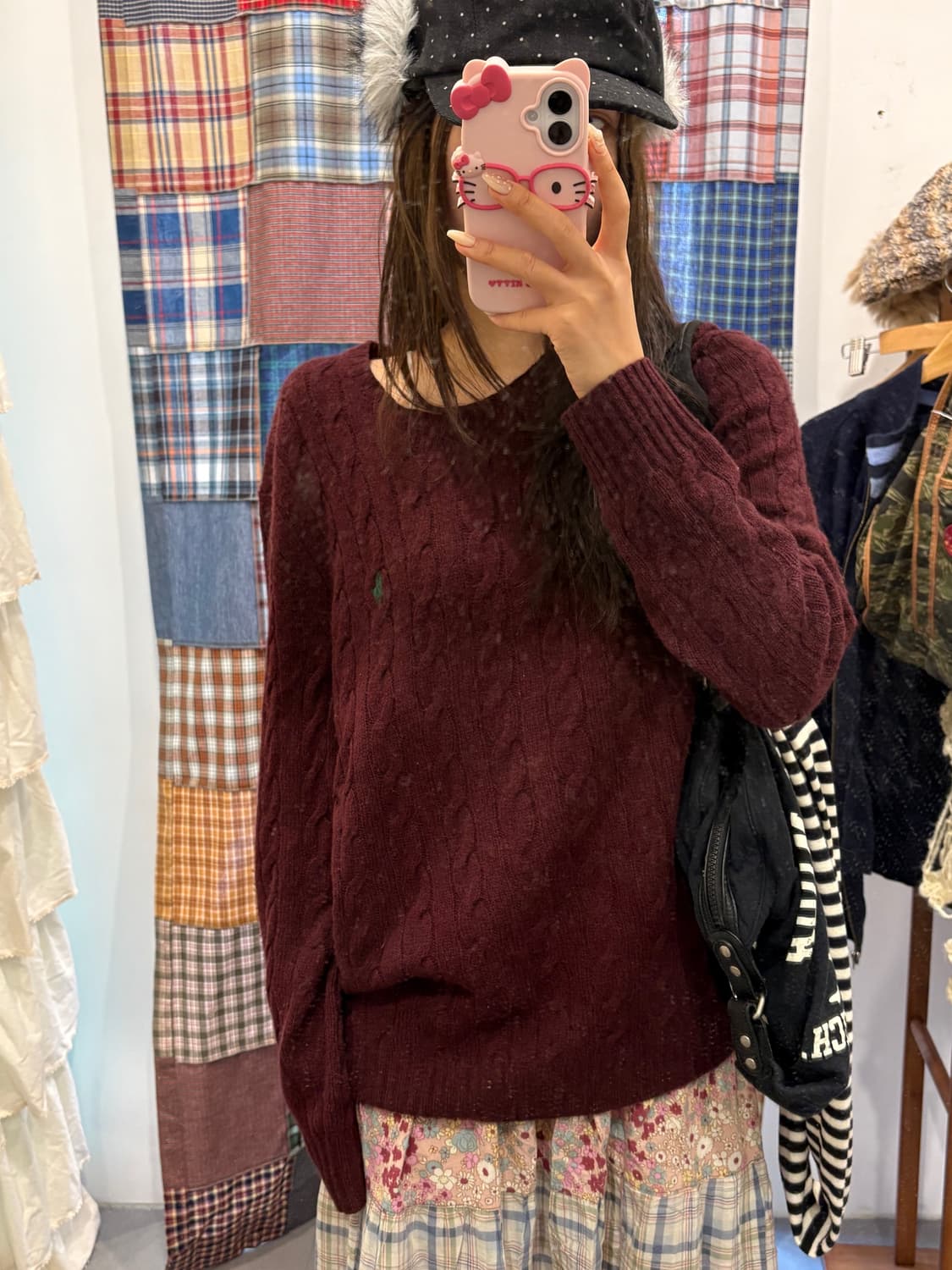 폴로 와인 꽈배기 니트 상품이미지2