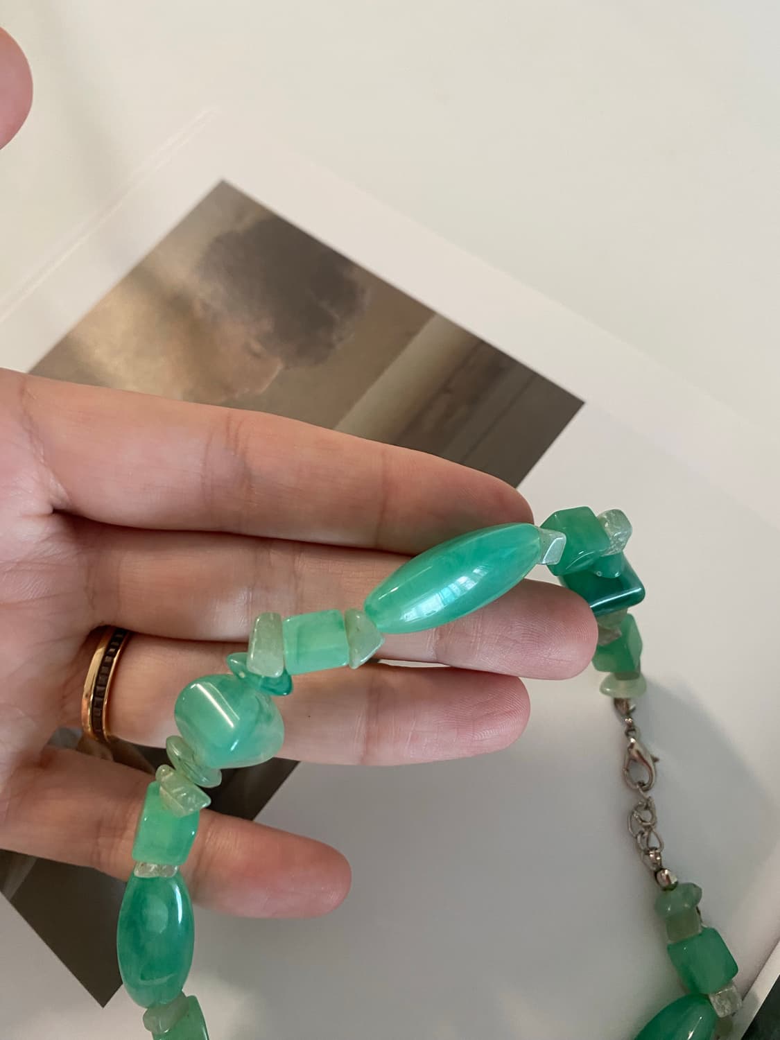 일본 빈티지 그린 비즈 목걸이 상품이미지4