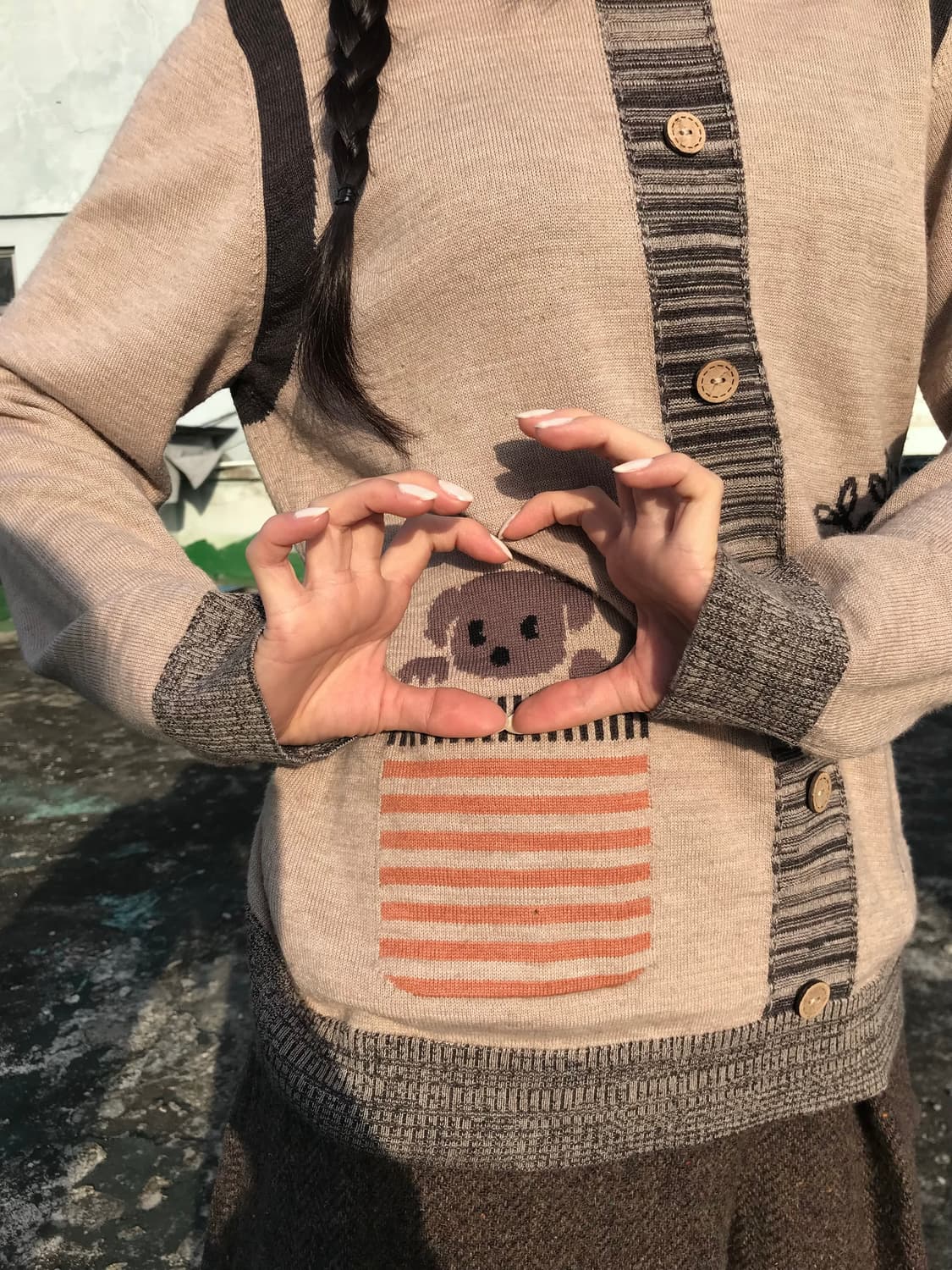 주머니에 멍멍이가! 니트 상품이미지3