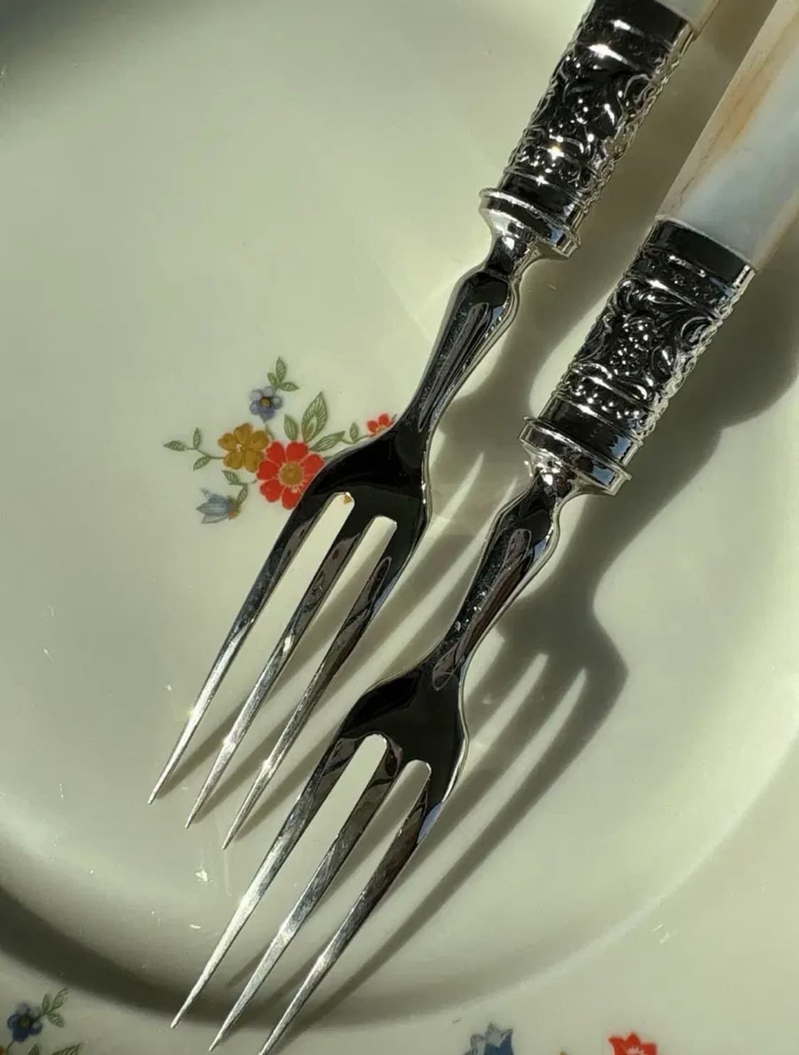 앤틱 실버플레이트 마더오브펄 자개포크 2개세트 상품이미지3