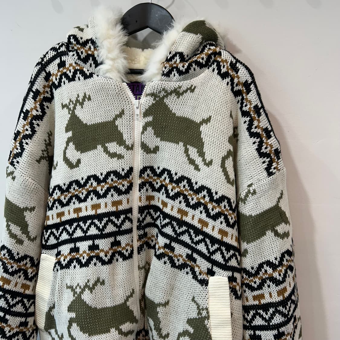 노르딕패턴 셰르파 니트 후드집업 상품이미지5