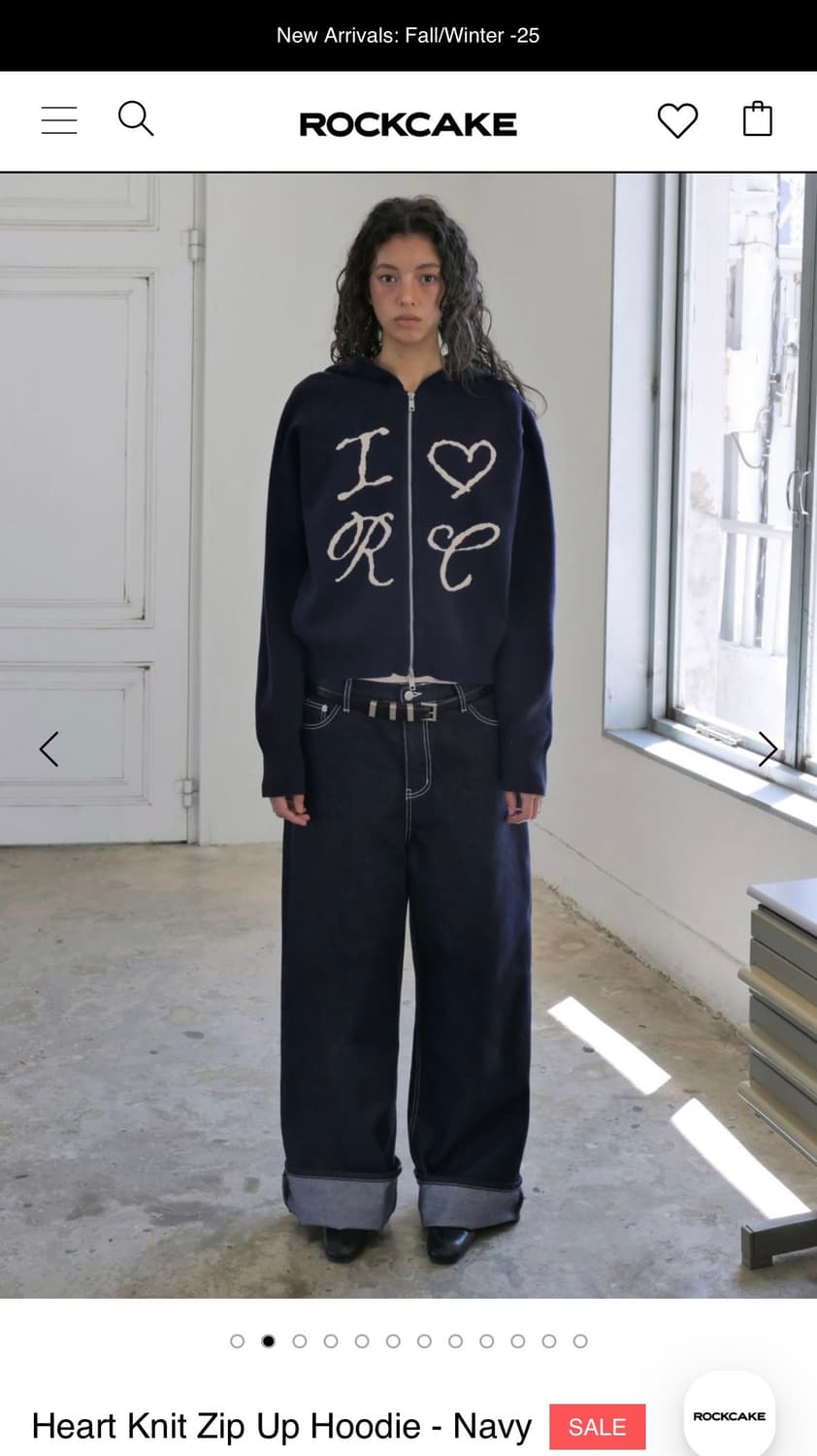 락케이크 하트 니트 집업 네이비 상품이미지2