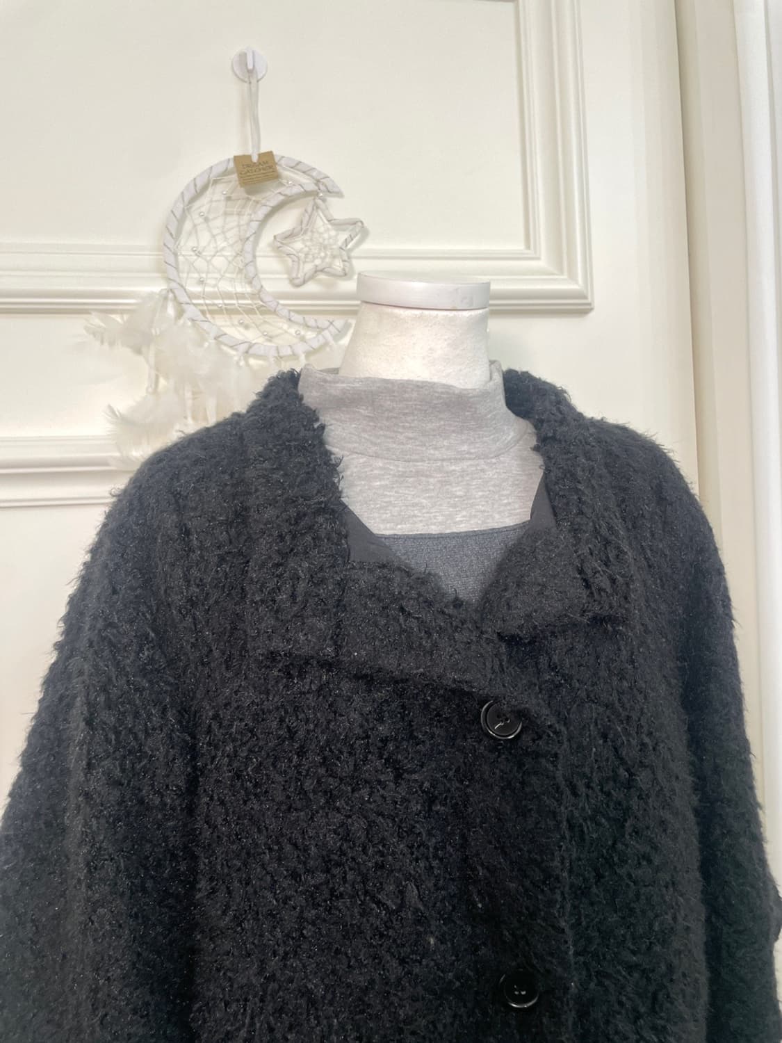 black boucle cute mini cape(size-L) 상품이미지6