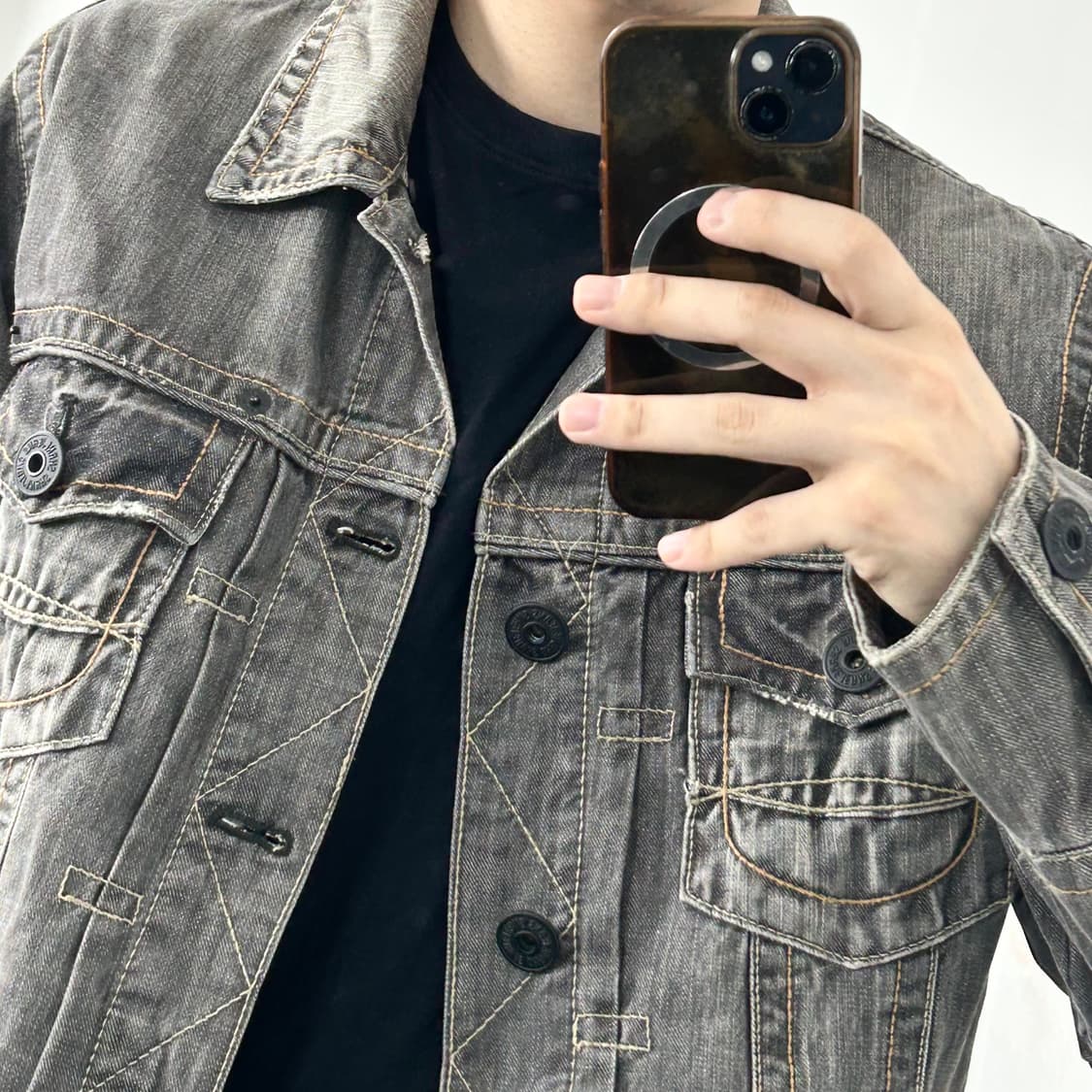 Shane Jeans 흑청 데미지 데님 자켓 상품이미지4