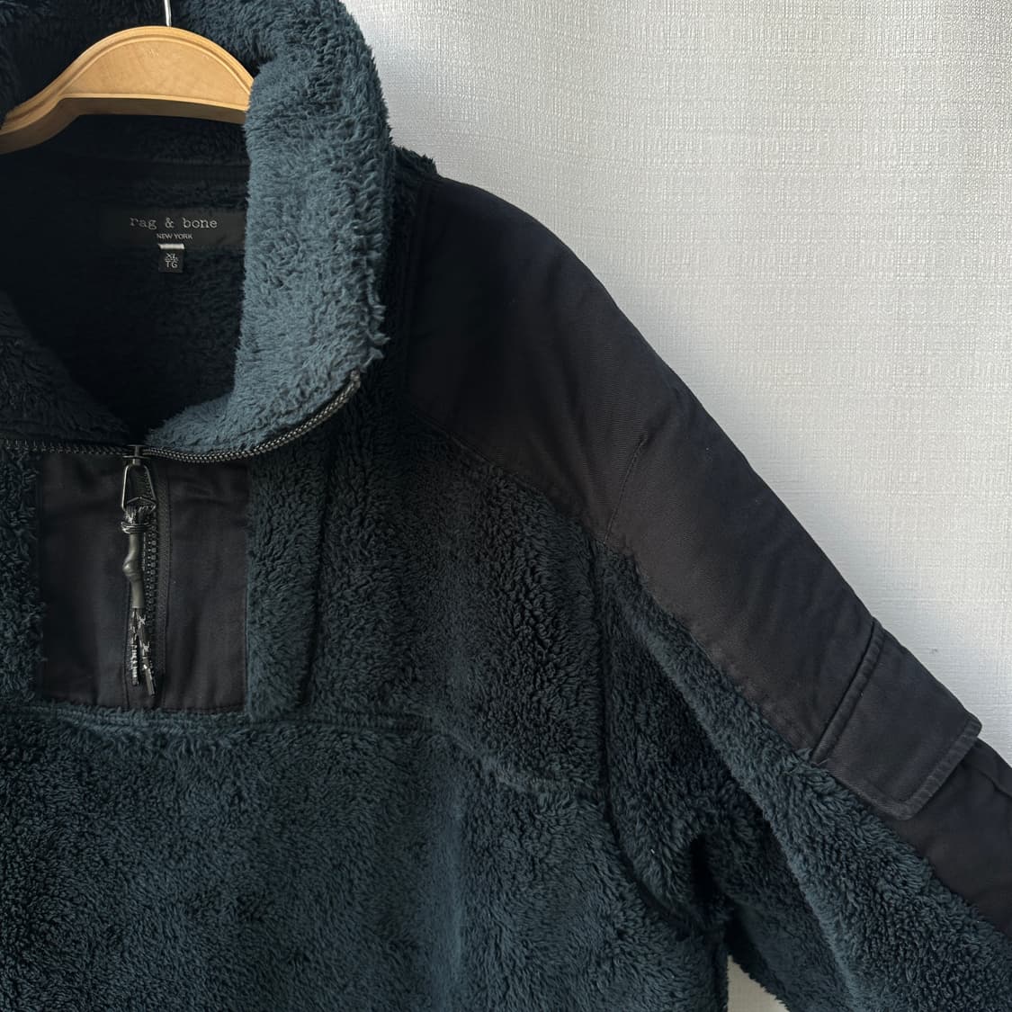 Rag&Bone 랙앤본 플리스 로건 풀오버 블랙 다크그린 XL 상품이미지6