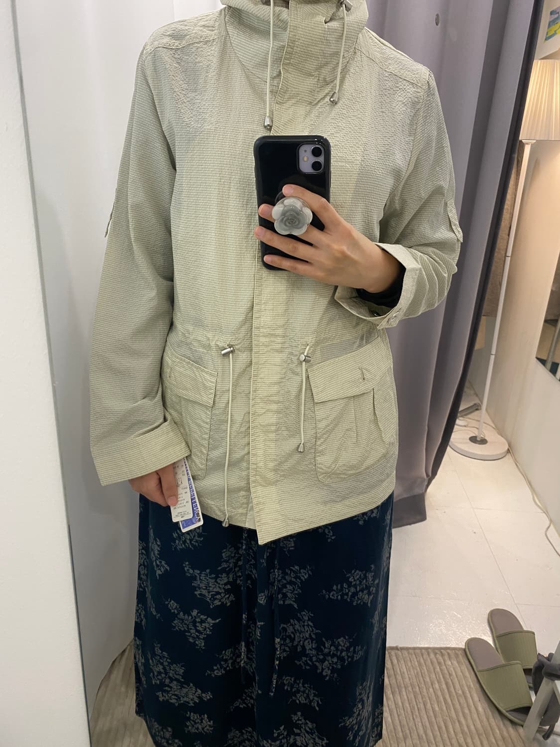 일본빈티지 잔체크 아이보리베이지 바람막이 상품이미지1