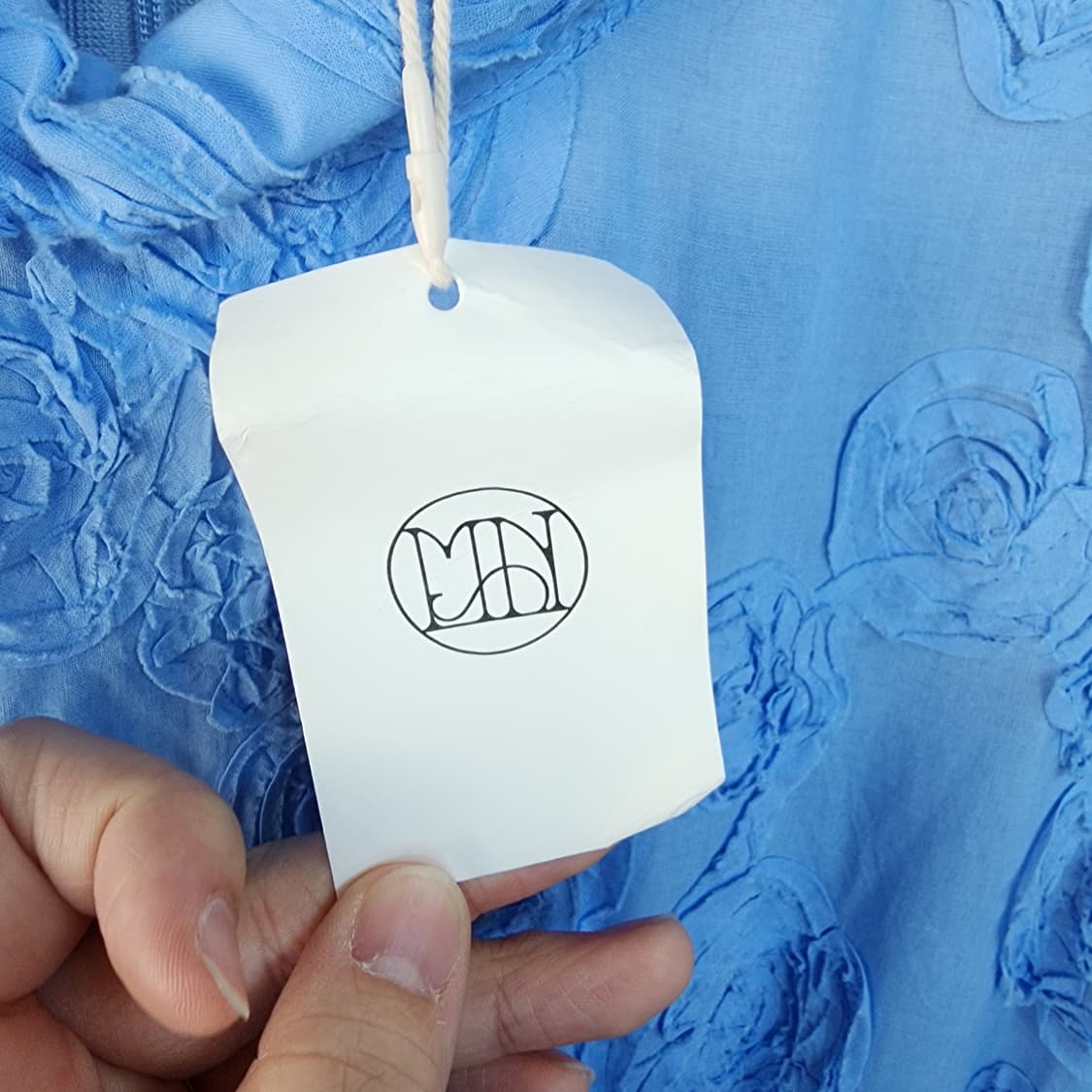 MOONSUN 하늘색 입체적 장미 엠보싱 롱 원피스 상품이미지7