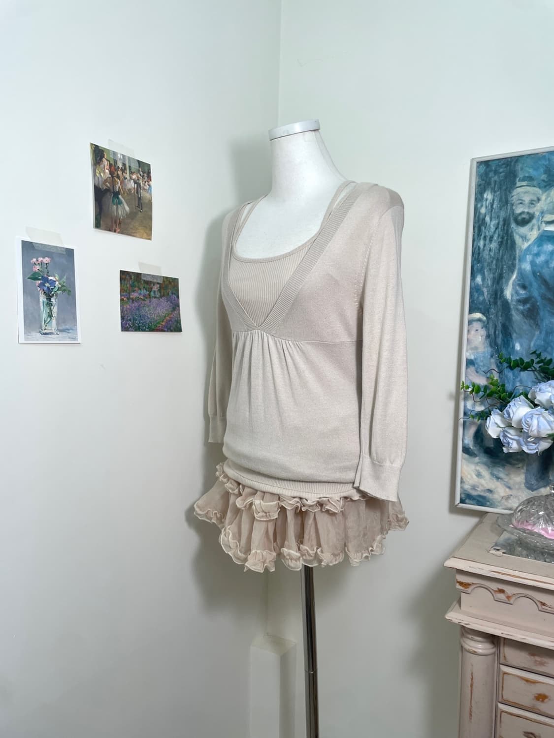 beige inner sleeveless&shirring v-neck k 상품이미지2