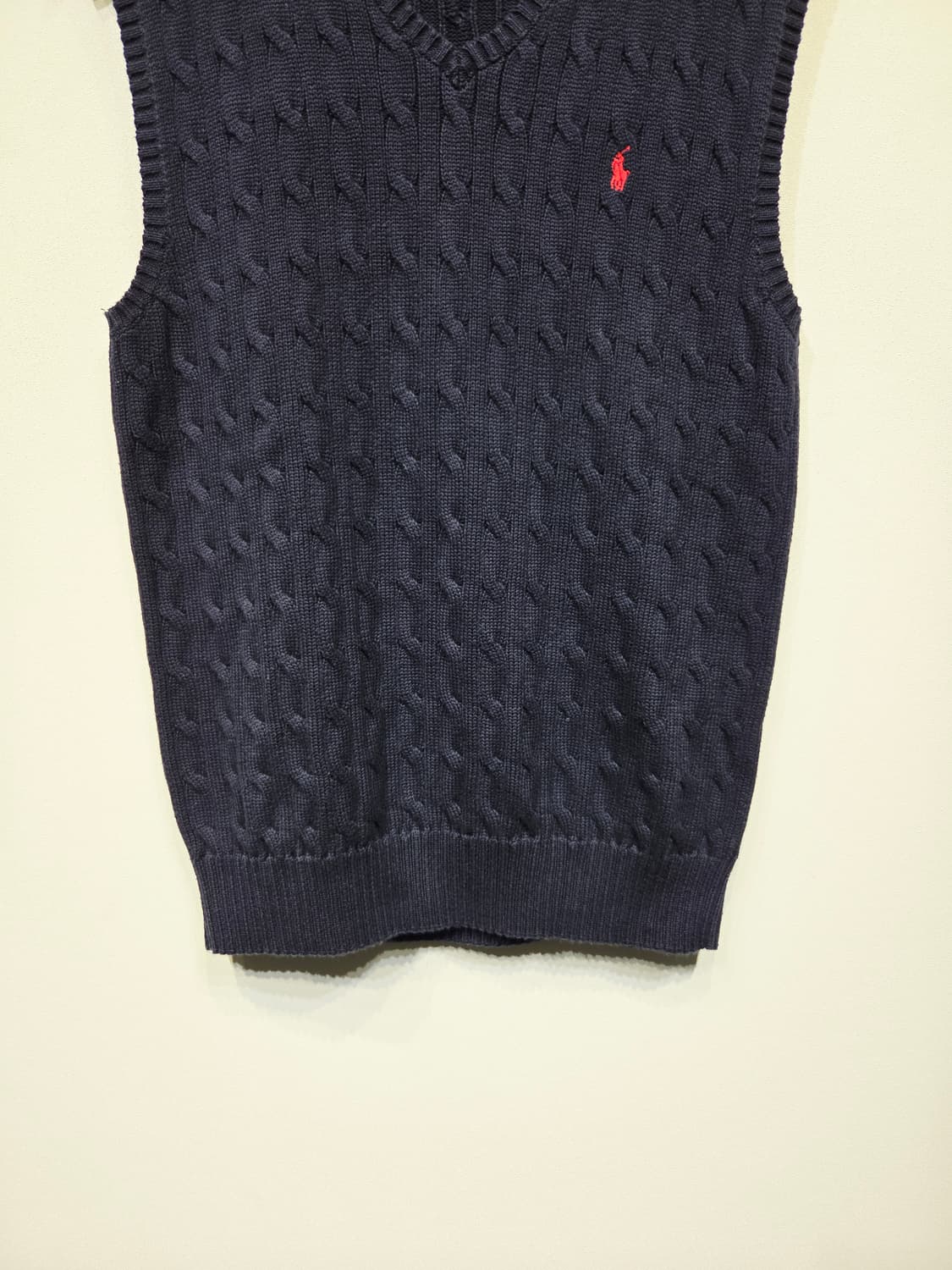 폴로 랄프 로렌 네이비 케이블 브이넥 니트 조끼 상품이미지4