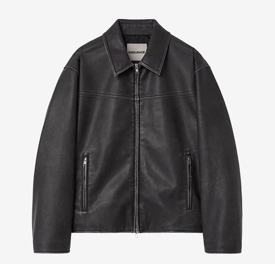 인사일런스 워시드 에코 레더 자켓 (dark brown)  상품이미지1