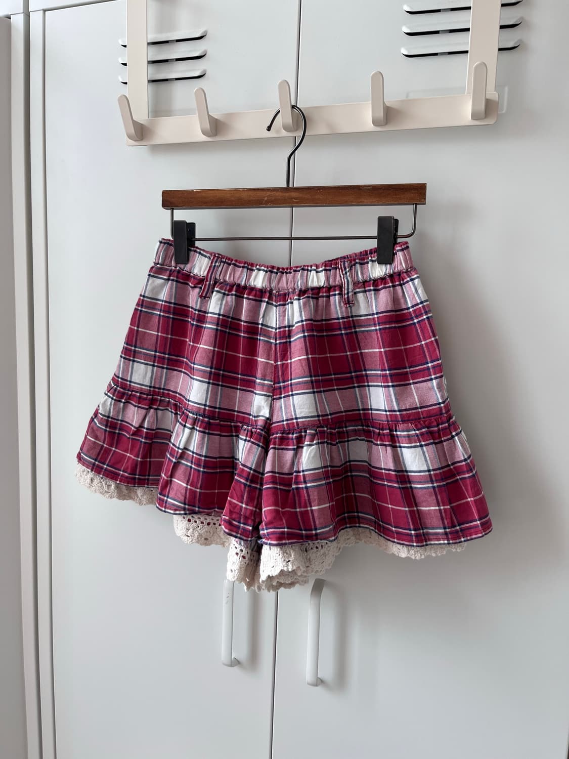 Colza 체크 레이스 레이어드 큐롯 팬츠 반바지 상품이미지9