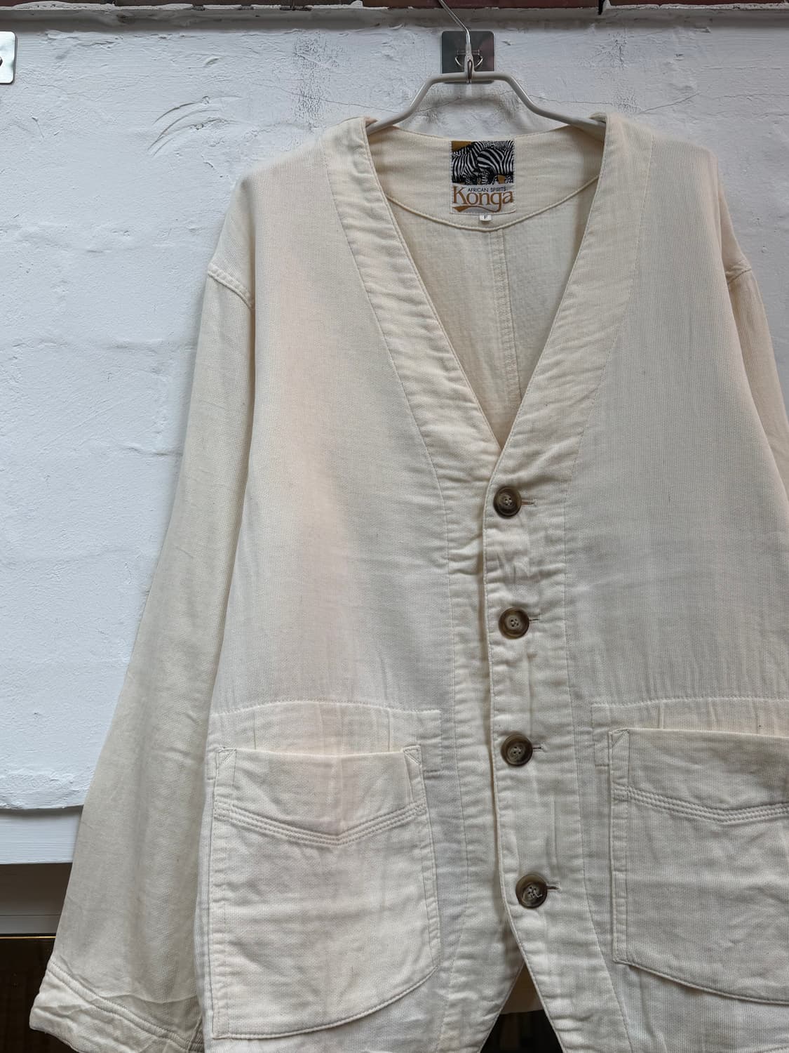 Konga 90s 아이보리 코튼 노칼라 자켓 F 상품이미지3