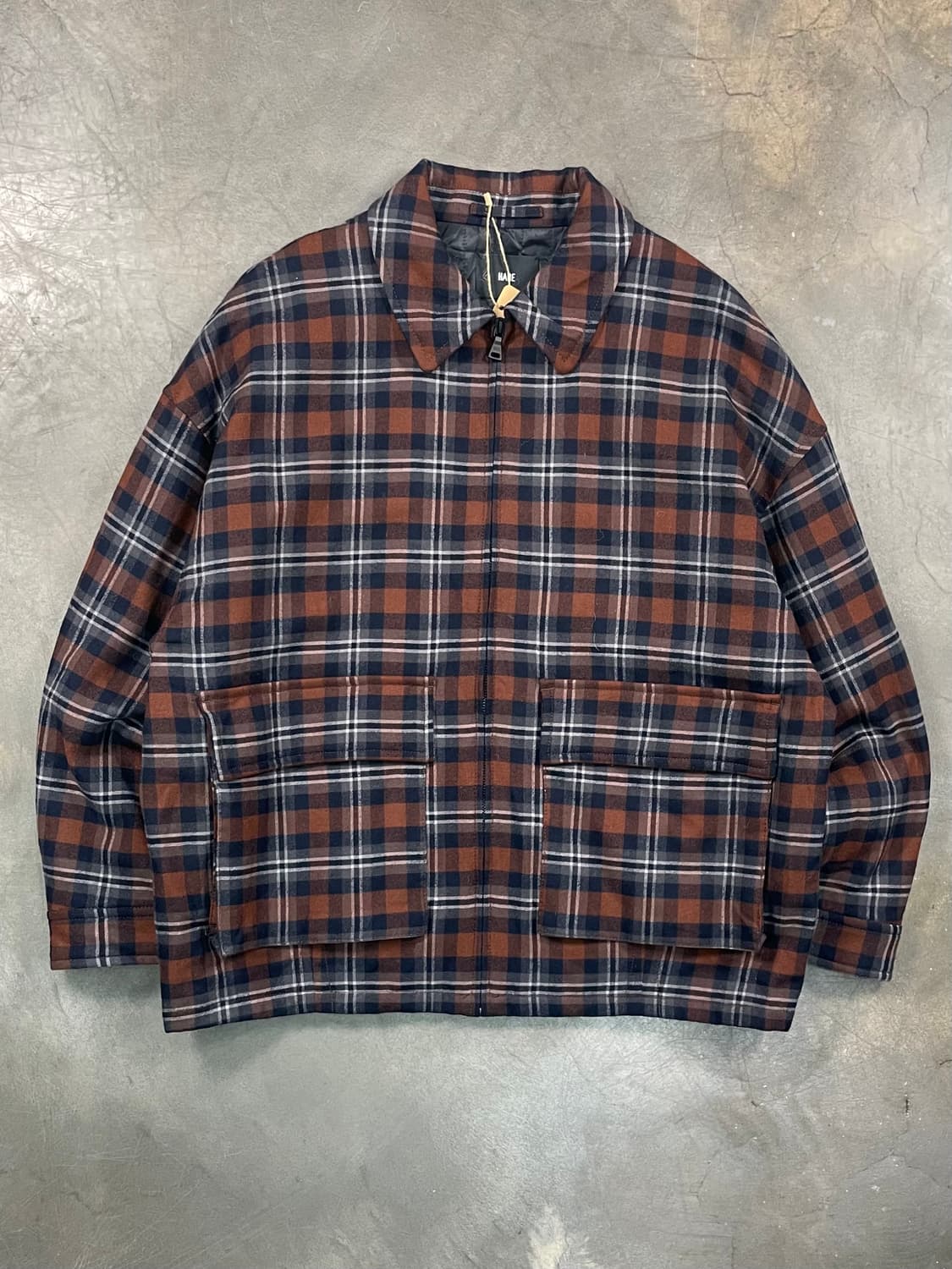 HARE 체크 울 블루종 자켓 상품이미지1