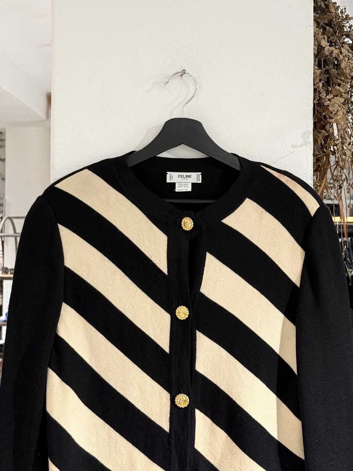 셀린느 블랙 라나울 스트라이프 버튼 니트 가디건 상품이미지4