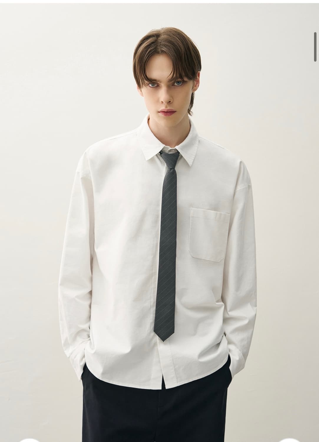 (XL) 드로우핏 워시드 크롭 옥스퍼드 셔츠 [WHITE] 판매 상품이미지1