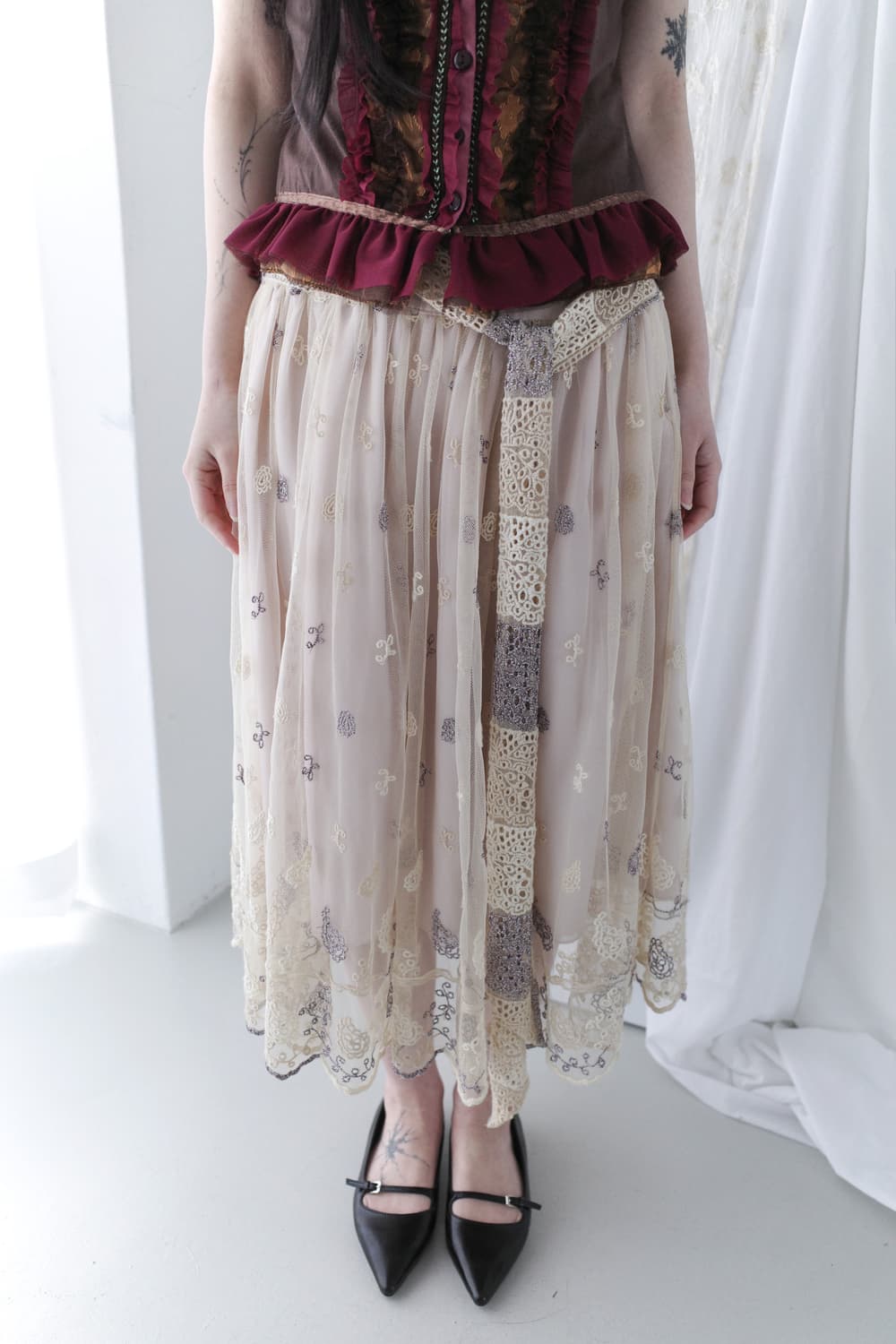sequin embroidery sha skirt  상품이미지5