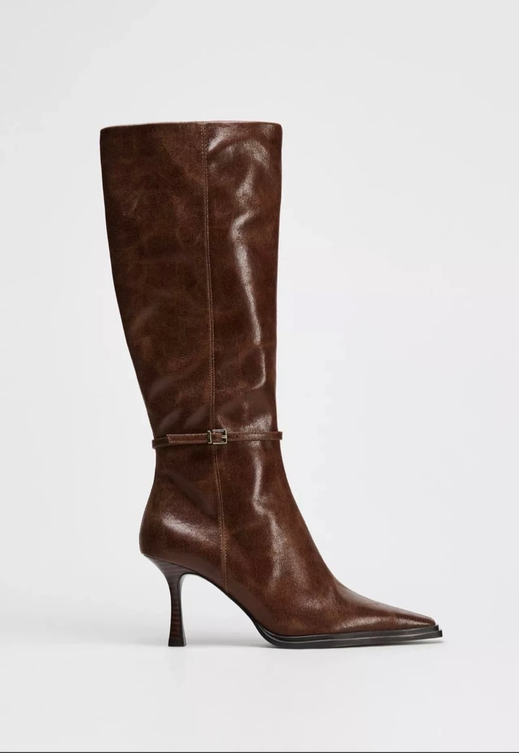 [ 새상품 ] Zara 천연 소가죽 스틸레토 롱부츠   상품이미지1