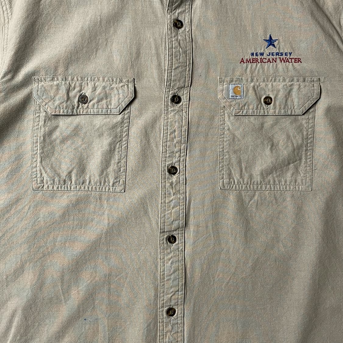 CARHARTT 칼하트 빈티지 베이지 코튼 워크 반팔 셔츠 A00793 상품이미지3