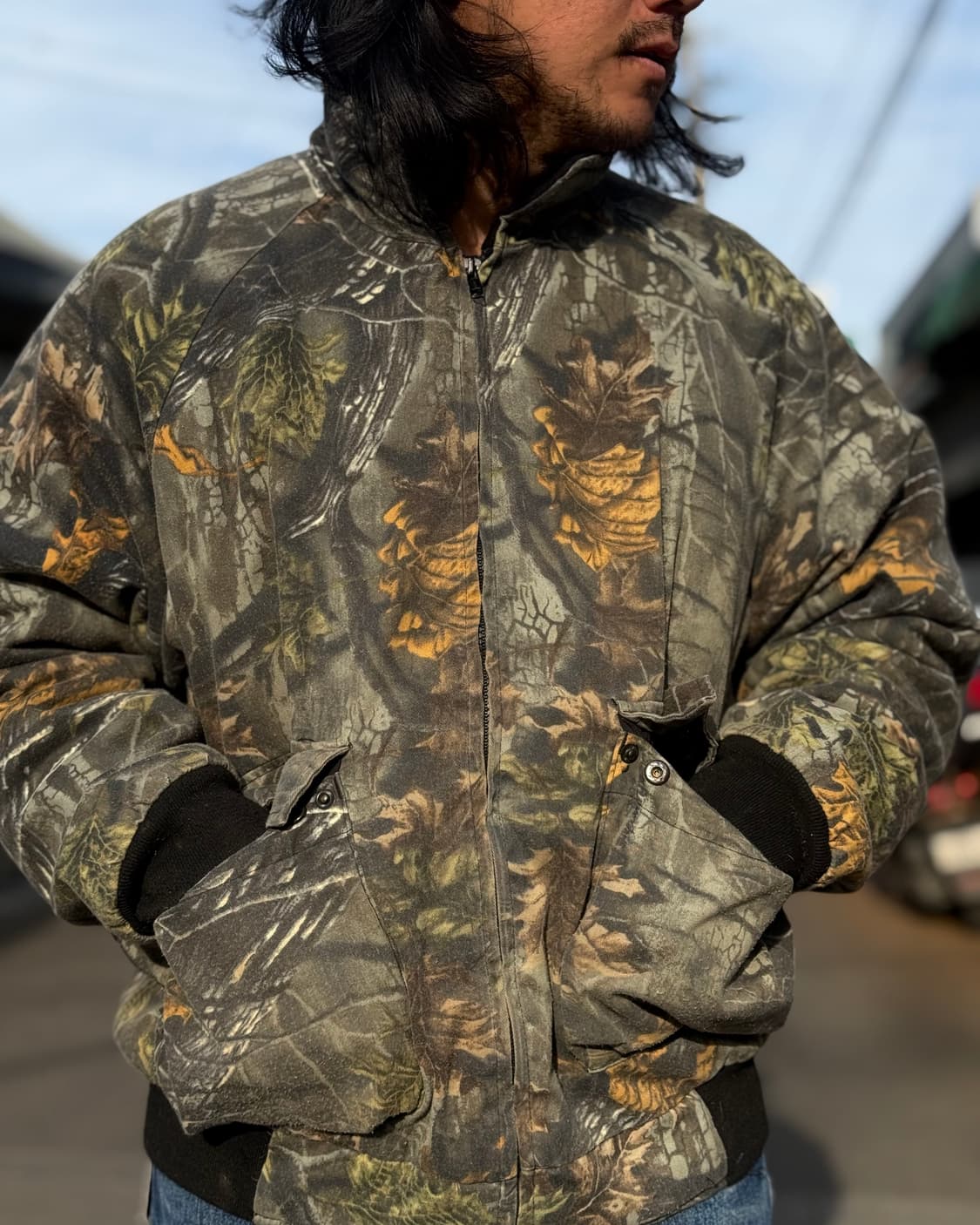 90‘s 테크스킨 코튼우드 카모 패턴 봄버자켓 105-107 상품이미지8