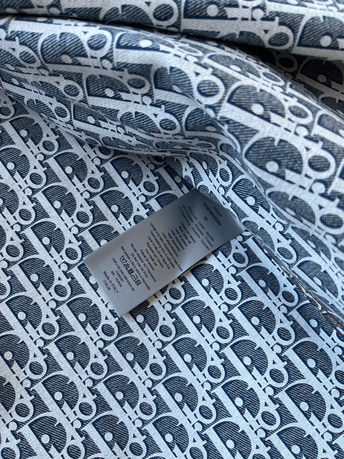 디올 / 오블리크 코튼 데님 오버셔츠 로우 블루 / 52 상품이미지4