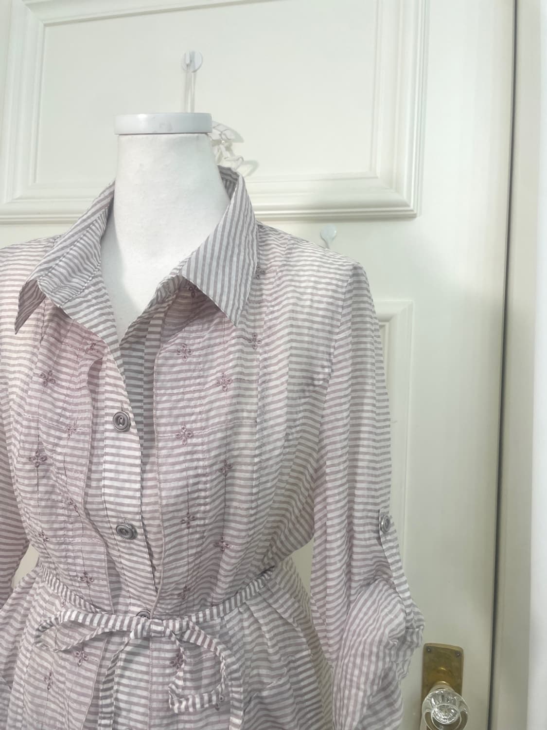 lavender stripe embroidery summer shirt 상품이미지6