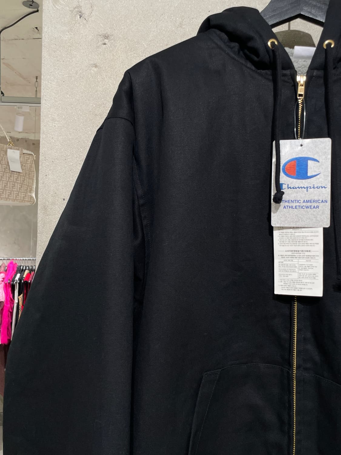 챔피온 블랙 플리스 라이닝 후디 집업 자켓 상품이미지2