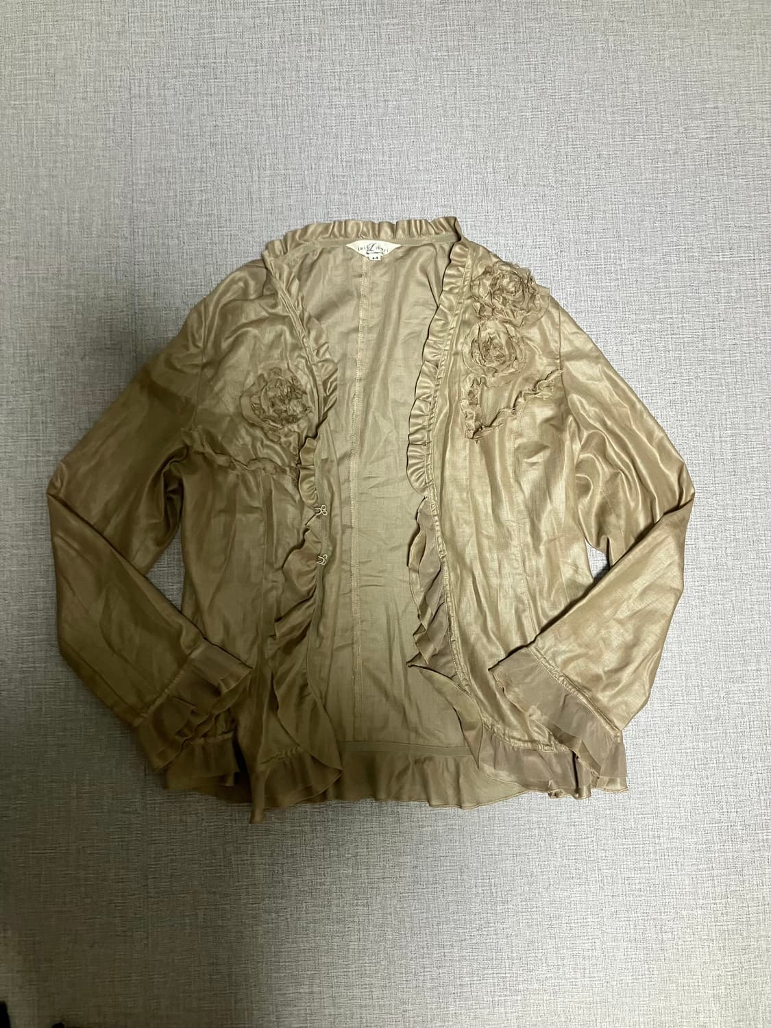 일본빈티지 Ieiiberi 하구미모리걸 달천깔페어리 코사지러플가디건 상품이미지1