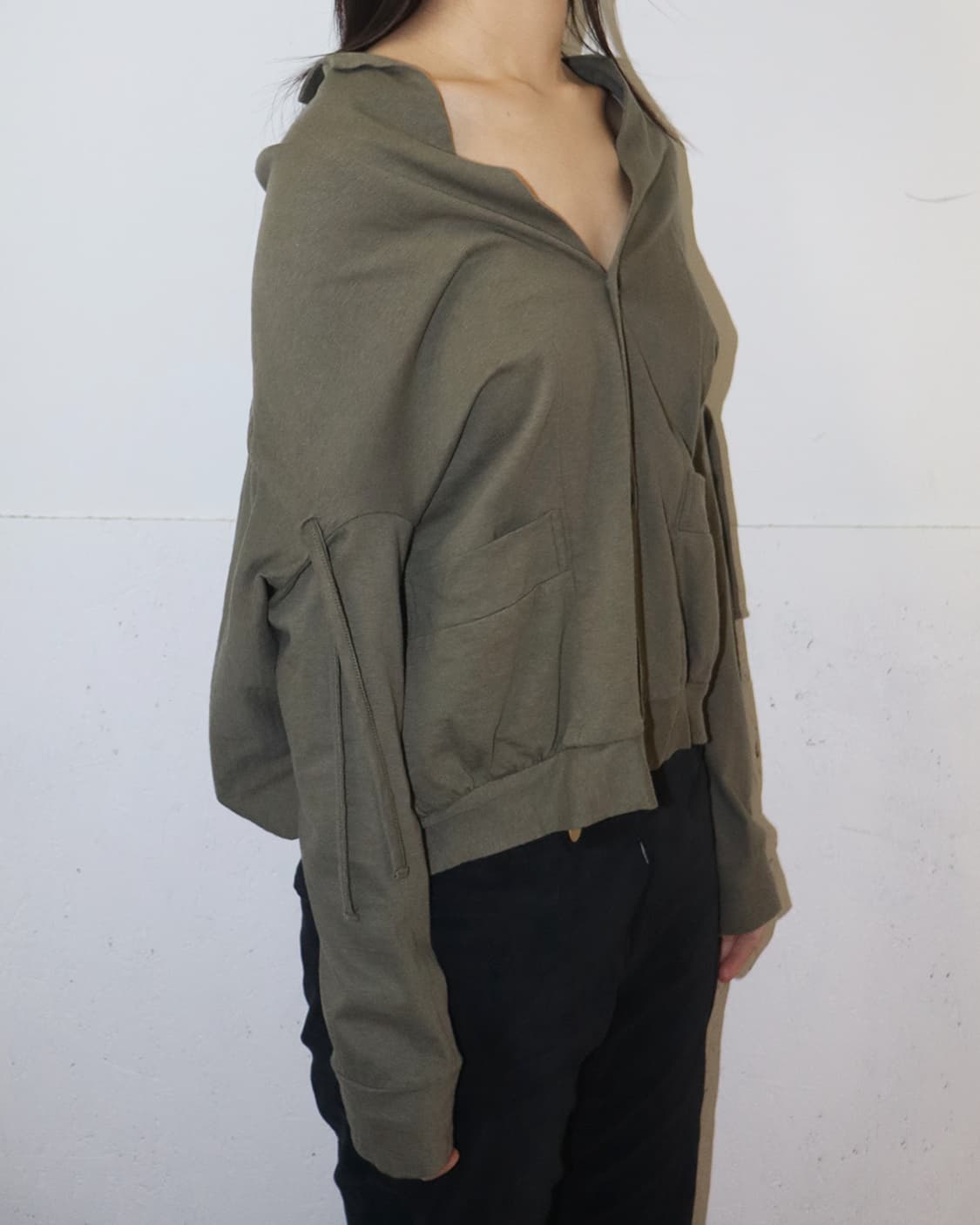 와이즈 백 포인티드 숄 코튼 가디건 상품이미지2