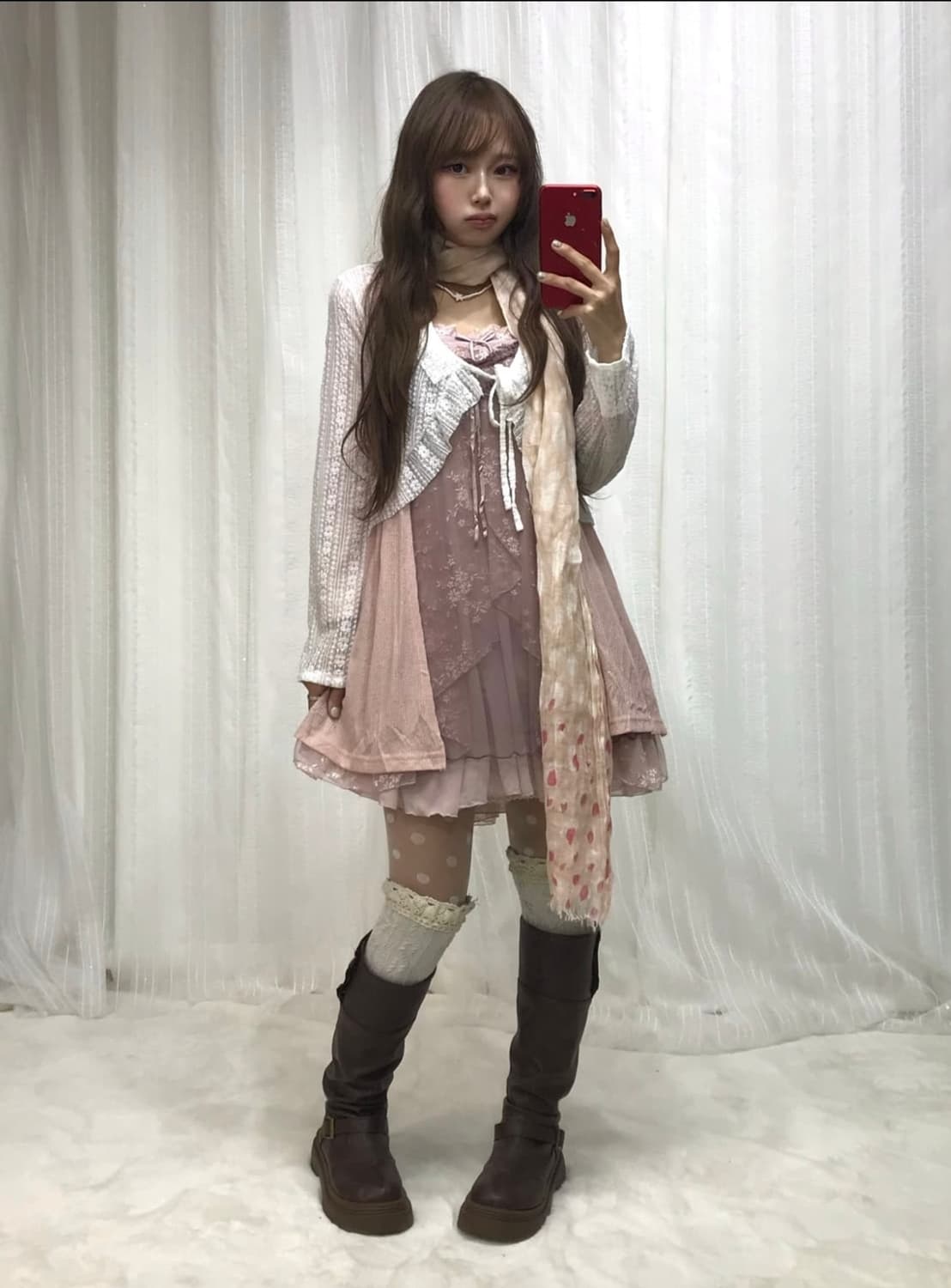 스윙홍대 스윙잉서울 뮤트핑크 페어리 란제리코어 시스루 원피스 코디세트 상품이미지1