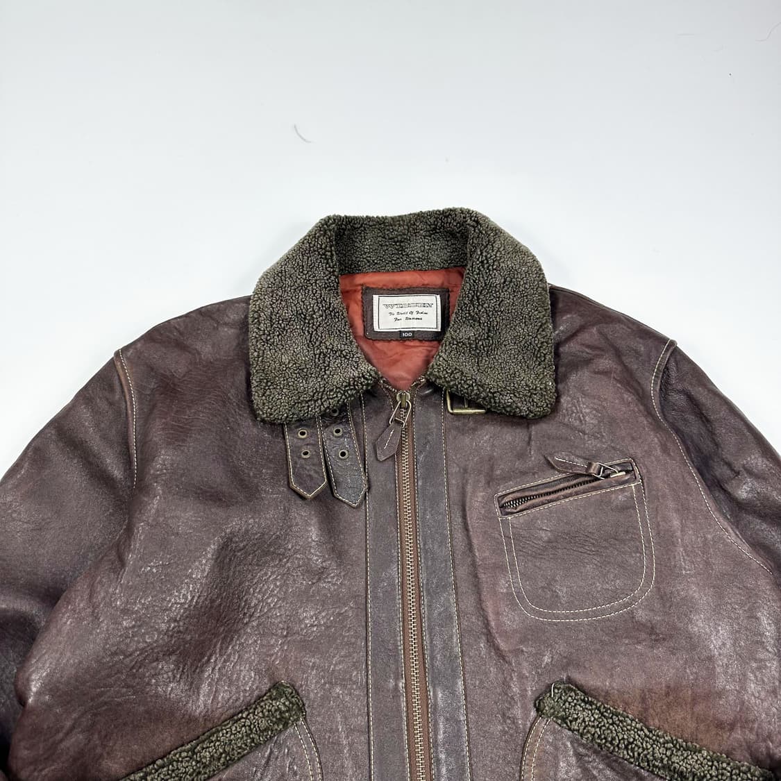 VTG 빈티지 오리지널 플라이트 가죽 무스탕 브라운 L 상품이미지2