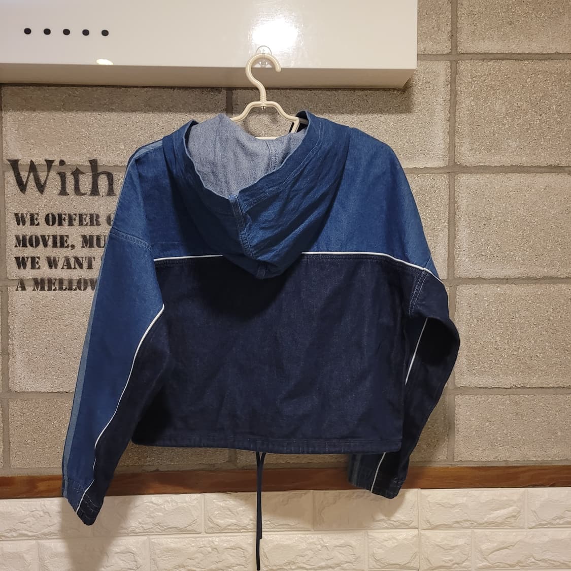 아디다스 우먼 크롭 데님 후드 S 상품이미지2