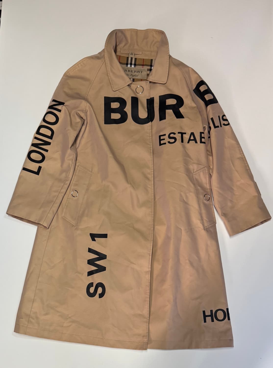 정품!! 여성 버버리 호스페리 프린팅 트렌치 코트 상품이미지1
