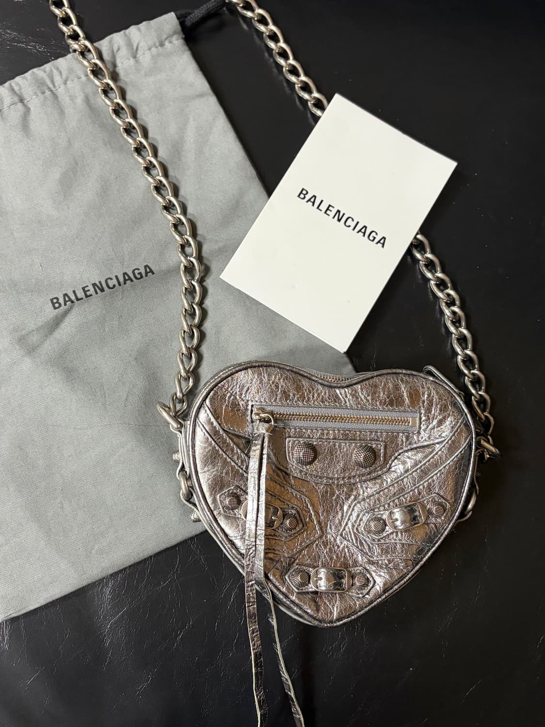 최저가) 발렌시아가 르카골 하트 미니백 실버 상품이미지2
