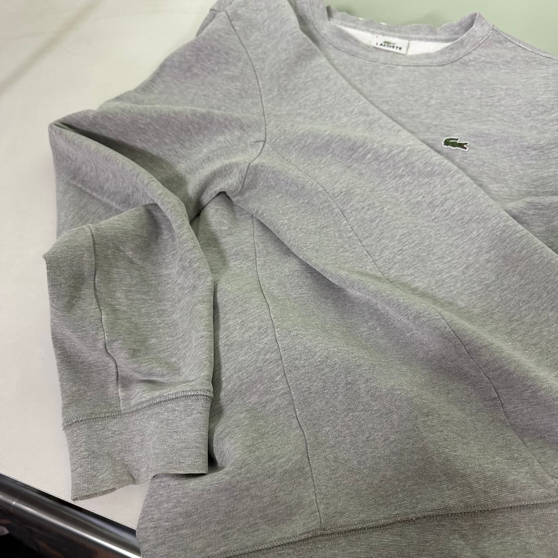 5 XL 라코스테 그레이 기본로고 코튼 맨투맨 상품이미지5