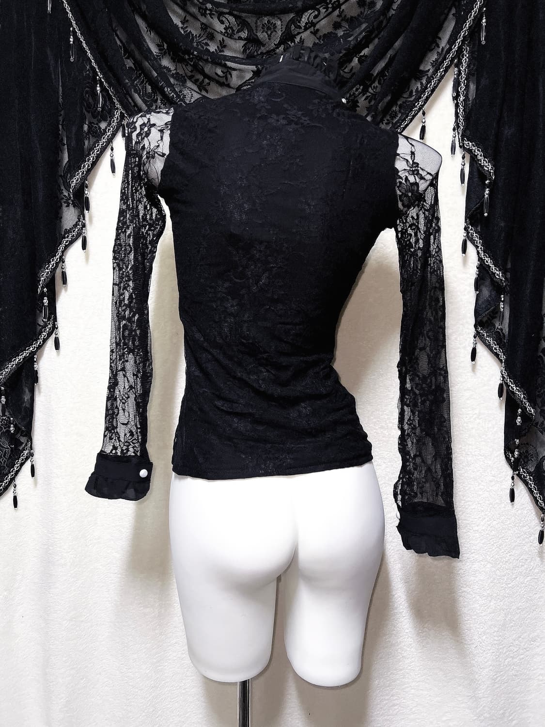 로맨틱고딕 고스로리 펑크 레이스 시스루 블라우스 로걀탑 오네갸루 공겜 상품이미지7